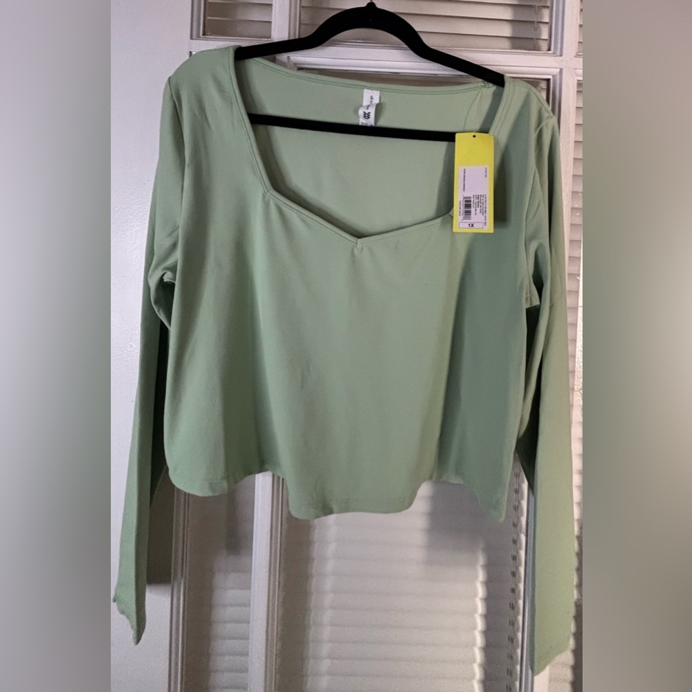 Mint Green Long Sleeve Women's Top-1x